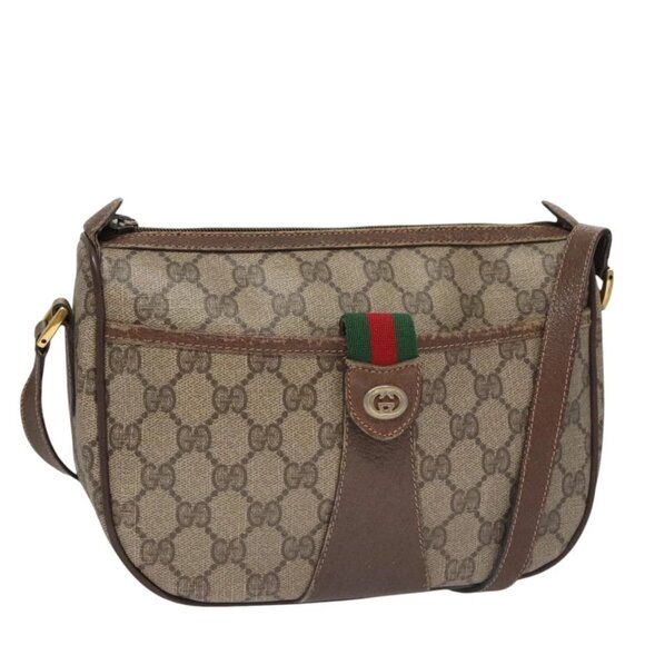 GUCCI GG Supreme Web Sherry Line Shoulder Bag PVC Beige 89 02 032 Auth 105222 - Picture 1 of 16